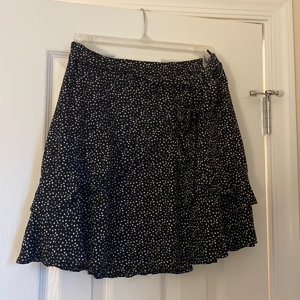 Altard State Black Dot Ruffle Skirt with Tie Waist